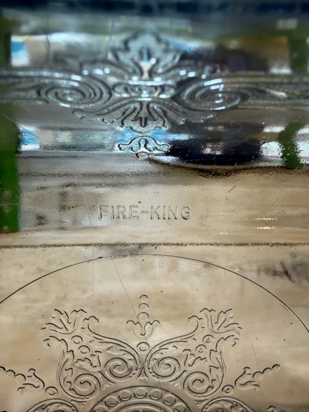 Vintage Fire King Blue Philbe Patterned Baking Dish. 12.5x8.25. Heirloom | Retro
